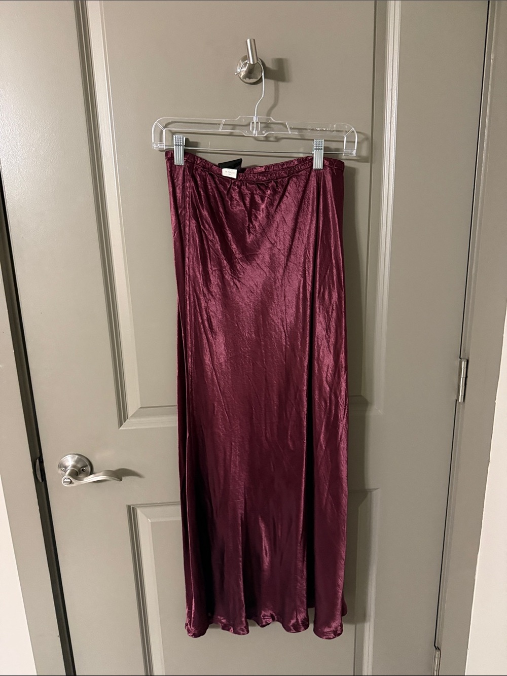 Bias Satin Maxi Skirt in Burgundy